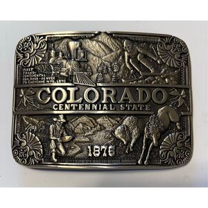 Vintage '76 ADM Solid Brass Colorado Centennial State 3D Belt Buckle 3.7" x 2.8"